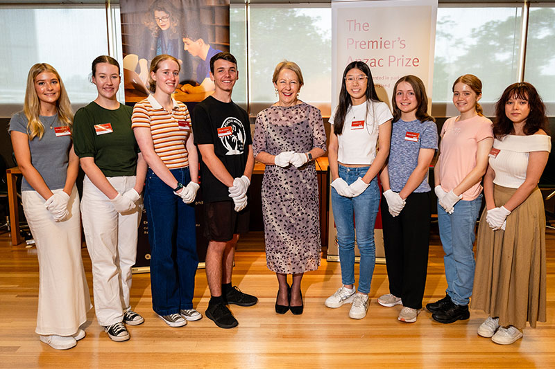 Recipients of the Queensland Premier's Anzac Prize with Queensland Minister for Education Hon Di Farmer MP (Center)